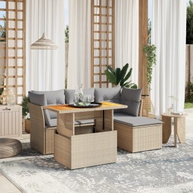 Garden sofa set with 6-piece synthetic rattan beige cushions by , Garden sets - Ref: Foro24-3270807, Price: 419,93 €, Discoun...