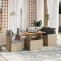 Garden sofa set with 6-piece synthetic rattan beige cushions by , Garden sets - Ref: Foro24-3271318, Price: 450,50 €, Discoun...