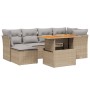 Set of 7-piece garden sofas and beige synthetic rattan cushions by , Garden sets - Ref: Foro24-3270940, Price: 499,05 €, Disc...