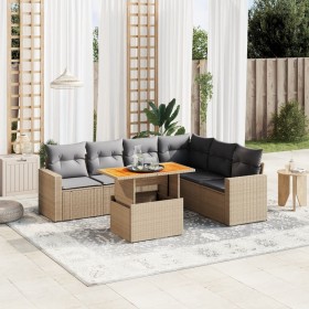 Set of 7-piece garden sofas and beige synthetic rattan cushions by , Garden sets - Ref: Foro24-3271332, Price: 541,57 €, Disc...