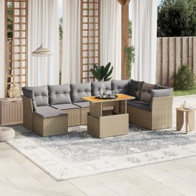 Set de sofás de jardín 9 pzas con cojines ratán sintético beige de , Conjuntos de jardín - Ref: Foro24-3270975, Precio: 618,7...