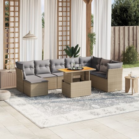 Garden sofa set 9 pieces with beige synthetic rattan cushions by , Garden sets - Ref: Foro24-3270975, Price: 619,85 €, Discou...