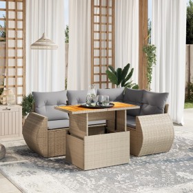 Garden sofa set with 5-piece synthetic rattan beige cushions by , Garden sets - Ref: Foro24-3272179, Price: 448,96 €, Discoun...