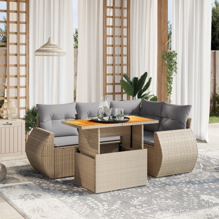 Set Gartensofas mit Kissen 5 Stück synthetisches Rattan beige von , Gartensets - Ref: Foro24-3272179, Preis: 434,72 €, Rabatt: %