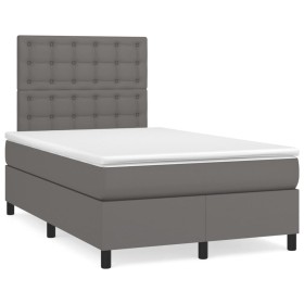 Box spring bed with gray synthetic leather mattress 120x190 cm by , Beds and slatted bases - Ref: Foro24-3269981, Price: 411,...