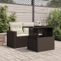 Garden table with brown PE rattan surface glass top 100x55x73 cm by , Garden tables - Ref: Foro24-366208, Price: 116,96 €, Di...