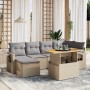 Set aus 7-teiligen Gartensofas und Kissen, synthetisches Rattan, beige von , Gartensets - Ref: Foro24-3271857, Preis: 528,30 ...