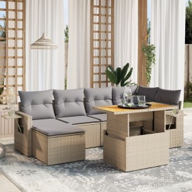 Set aus 7-teiligen Gartensofas und Kissen, synthetisches Rattan, beige von , Gartensets - Ref: Foro24-3271857, Preis: 509,72 ...