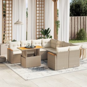 Set de sofás de jardín 9 pzas con cojines ratán sintético beige de , Conjuntos de jardín - Ref: Foro24-3273004, Precio: 729,9...