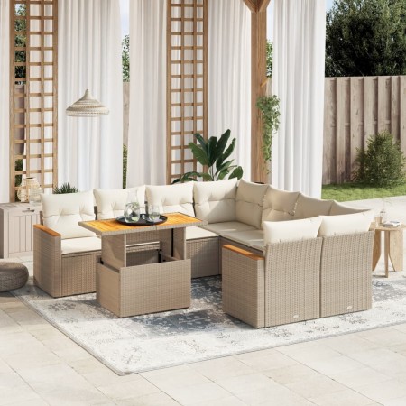 Garden sofa set 9 pieces with beige synthetic rattan cushions by , Garden sets - Ref: Foro24-3273004, Price: 738,14 €, Discou...