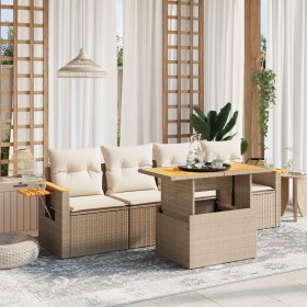 Garden sofa set with 5-piece synthetic rattan beige cushions by , Garden sets - Ref: Foro24-3273396, Price: 505,93 €, Discoun...