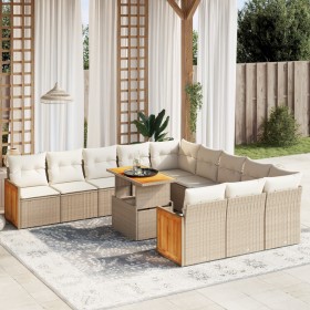 Set von 11-teiligen Gartensofas mit beigen Kissen aus synthetischem Rattan von , Gartensets - Ref: Foro24-3274145, Preis: 873...