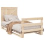 Solid pine wood bed frame with headboard 90x200 cm by , Beds and slatted bases - Ref: Foro24-3281556, Price: 143,53 €, Discou...