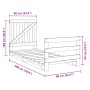 Solid pine wood bed frame with headboard 90x200 cm by , Beds and slatted bases - Ref: Foro24-3281556, Price: 143,53 €, Discou...