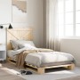 Solid pine wood bed frame with headboard 90x200 cm by , Beds and slatted bases - Ref: Foro24-3281568, Price: 139,99 €, Discou...