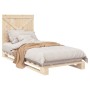 Solid pine wood bed frame with headboard 90x200 cm by , Beds and slatted bases - Ref: Foro24-3281568, Price: 139,99 €, Discou...