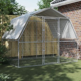 Dog cages with roof door 2 units galvanized steel silver by , Dog kennels - Ref: Foro24-3294908, Price: 224,62 €, Discount: %