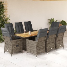 Garden dining set 9 pieces and gray synthetic rattan cushions by , Garden sets - Ref: Foro24-3276734, Price: 1,00 €, Discount: %