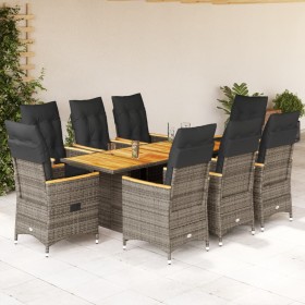 Garden dining set 9 pieces and gray synthetic rattan cushions by , Garden sets - Ref: Foro24-3276853, Price: 1,00 €, Discount: %