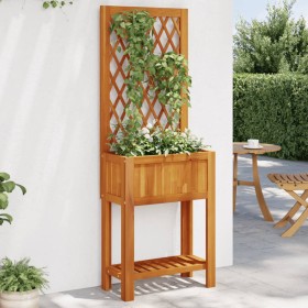 Solid acacia planter with trellis and shelf 55x29.5x152 cm by , Pots and planters - Ref: Foro24-364898, Price: 76,48 €, Disco...