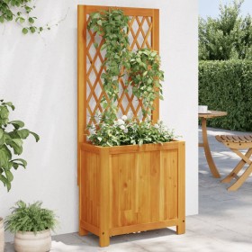 Planter with lattice and solid acacia shelf 55x29.5x132 cm by , Pots and planters - Ref: Foro24-364900, Price: 66,99 €, Disco...