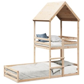 Cama con techo madera maciza de pino 90x190 cm de , Camas y somieres - Ref: Foro24-3282396, Precio: 240,99 €, Descuento: %