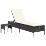 Sonnenliege mit Beistelltisch und Kissen Kunstrattan schwarz von , Liegen - Ref: Foro24-4002728, Preis: 161,84 €, Rabatt: %