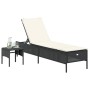 Sonnenliege mit Beistelltisch und Kissen Kunstrattan schwarz von , Liegen - Ref: Foro24-4002728, Preis: 161,84 €, Rabatt: %