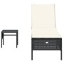 Sonnenliege mit Beistelltisch und Kissen Kunstrattan schwarz von , Liegen - Ref: Foro24-4002728, Preis: 161,84 €, Rabatt: %