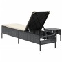 Sonnenliege mit Beistelltisch und Kissen Kunstrattan schwarz von , Liegen - Ref: Foro24-4002728, Preis: 161,84 €, Rabatt: %