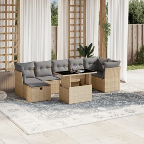 Garden sofa set with 8 pieces of synthetic beige rattan and cushions. by , Garden sets - Ref: Foro24-3274669, Price: 567,41 €...