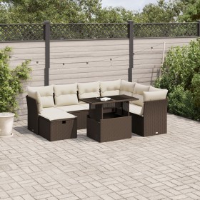 Set of 8-piece garden sofas and brown synthetic rattan cushions by , Garden sets - Ref: Foro24-3274683, Price: 571,76 €, Disc...