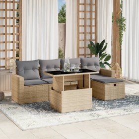 Garden sofa set with 6-piece synthetic rattan beige cushions by , Garden sets - Ref: Foro24-3274809, Price: 437,09 €, Discoun...