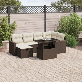 7-teilige Gartensofagarnitur mit braunen PE-Rattankissen von , Gartensets - Ref: Foro24-3274823, Preis: 522,28 €, Rabatt: %