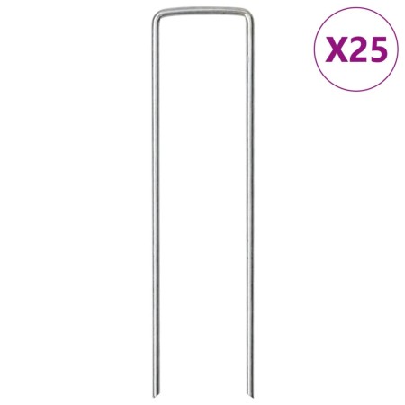 Ground U-shaped pegs, 25 units, galvanized steel, 15x3.5 cm by , Tent Accessories - Ref: Foro24-4009359, Price: 14,99 €, Disc...