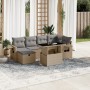 Set of 7-piece garden sofas and beige synthetic rattan cushions by , Garden sets - Ref: Foro24-3274979, Price: 528,31 €, Disc...