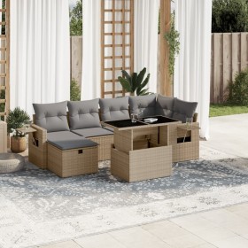 Set of 7-piece garden sofas and beige synthetic rattan cushions by , Garden sets - Ref: Foro24-3274979, Price: 504,99 €, Disc...