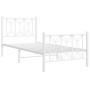 Metal bed frame with white headboard and footboard 75x190 cm by , Beds and slatted bases - Ref: Foro24-376185, Price: 80,66 €...