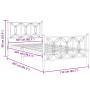 Metal bed frame with white headboard and footboard 107x203 cm by , Beds and slatted bases - Ref: Foro24-376191, Price: 93,52 ...