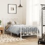 Metal bed frame with white headboard and footboard 90x190 cm by , Beds and slatted bases - Ref: Foro24-376187, Price: 86,08 €...