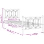 Metal bed frame with white headboard and footboard 90x190 cm by , Beds and slatted bases - Ref: Foro24-376187, Price: 86,08 €...