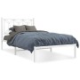 Metal bed frame with white headboard 100x200 cm by , Beds and slatted bases - Ref: Foro24-376172, Price: 79,99 €, Discount: %