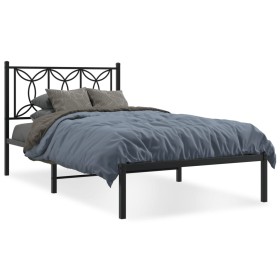 Estructura de cama con cabecero metal negro 107x203 cm de , Camas y somieres - Ref: Foro24-376124, Precio: 81,99 €, Descuento: %