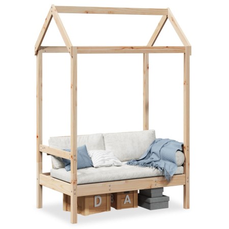 Solid pine wood bench with a roof 117.5x70x176.5 cm by , Banks - Ref: Foro24-846994, Price: 123,35 €, Discount: %