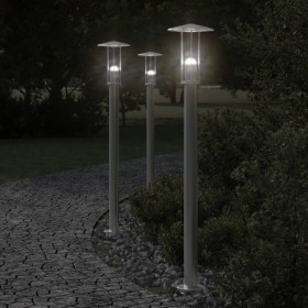 Outdoor floor lamp, silver stainless steel, 100 cm by , Outdoor lighting - Ref: Foro24-4006351, Price: 46,99 €, Discount: %