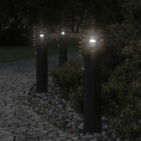 Outdoor floor lamps with sensor 3 pcs black steel 60 cm by , Outdoor lighting - Ref: Foro24-4006370, Price: 126,32 €, Discoun...