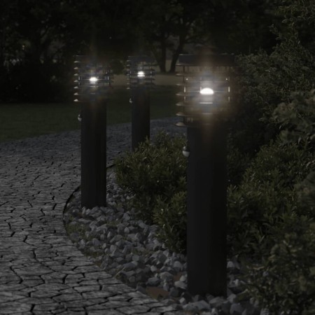 Outdoor floor lamps with sensor 3 pcs black steel 60 cm by , Outdoor lighting - Ref: Foro24-4006370, Price: 118,99 €, Discoun...