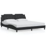 Estructura de cama con luz LED cuero sintético negro 180x200 cm de , Camas y somieres - Ref: Foro24-3214208, Precio: 225,99 €...