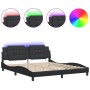 Estructura de cama con luz LED cuero sintético negro 180x200 cm de , Camas y somieres - Ref: Foro24-3214208, Precio: 225,99 €...