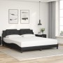 Estructura de cama con luz LED cuero sintético negro 180x200 cm de , Camas y somieres - Ref: Foro24-3214208, Precio: 225,99 €...